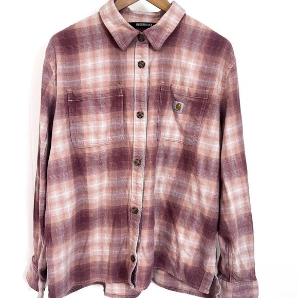 Carhartt Women's Rugged Flex Loose Fit Midweight Flannel Long-Sleeve Plaid Shirt - Picture 3 of 11